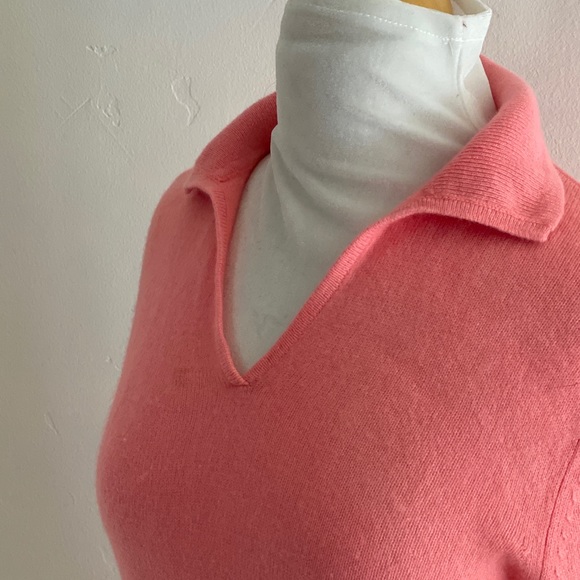 Pink Coral Cashmere Collared Sweater M - Picture 2 of 7